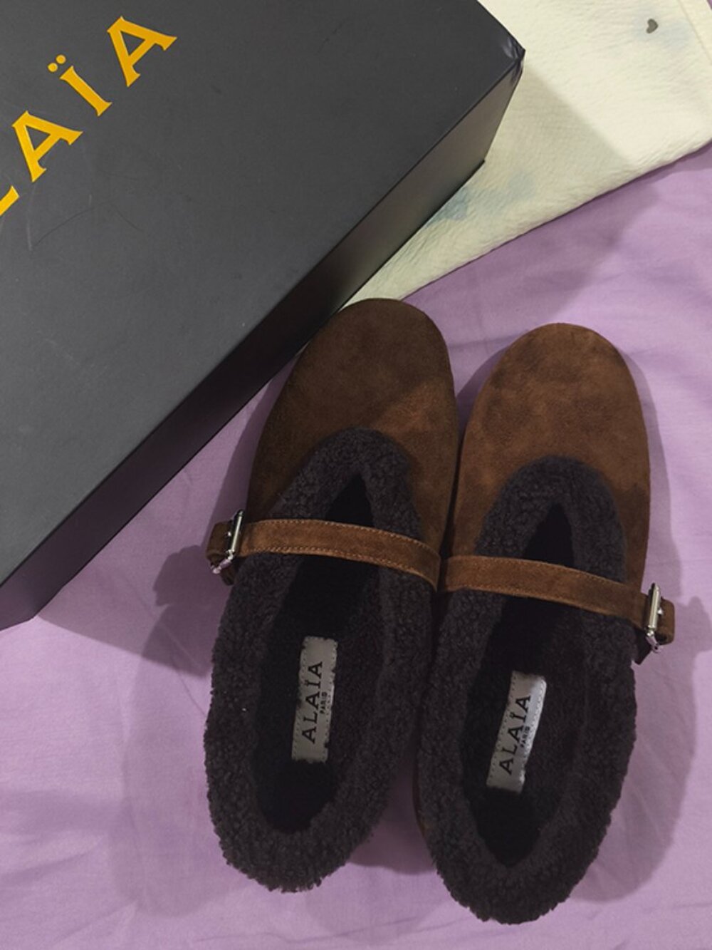 Alaïa Suede And Shearling Mary Jane Shoes